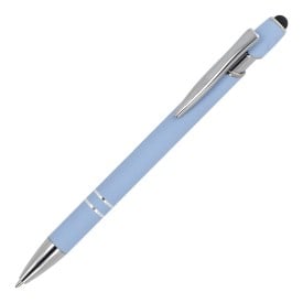 Paris stylus balpen - metaal - blauwe inkt - soft touch afwerking-Pastel blauw