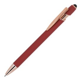 Paris stylus balpen - rose gold metaal - blauwe inkt - soft touch afwerking-Donker rood