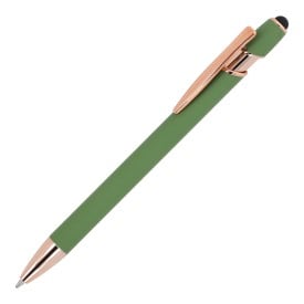 Paris stylus balpen - rose gold metaal - blauwe inkt - soft touch afwerking-Olijfgroen