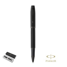 Parker Roller IM achromatic balpen - RVS - zwarte inkt - matte afwerking - geschenkverpakking