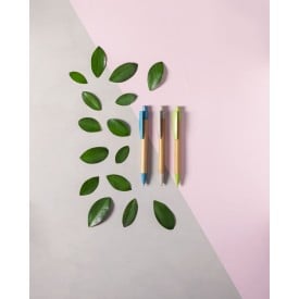 Sydor balpen - bamboe - blauw - tarwestro top, clip en pun