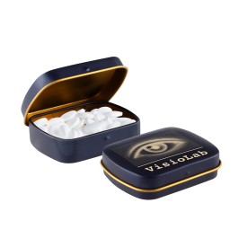 Pepermunt - 23 gram - 26 kleuren - scharnierblik-Mat donkerblauw / goud