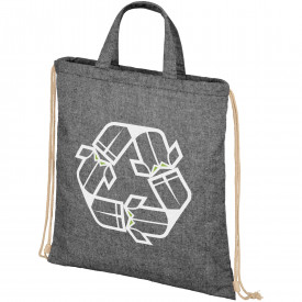 Pheebs 210 g/m² rugzak met trekkoordsluiting van gerecycled katoen-Heather zwart