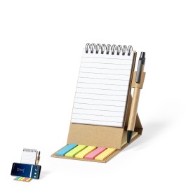 Phesux memoblok en houder - 30 vellen - 25 plakbriefjes en 125 mini plakbriefjes - inclusief pen - gerecycled karton