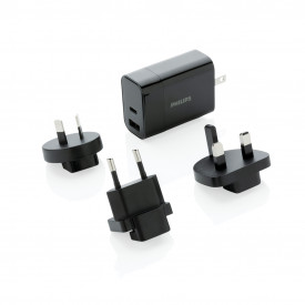 Philips ultra snelle reisadapter set - kunststof - 30W - met reisetui