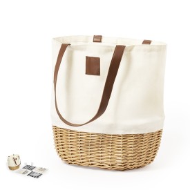 Picknick set Laudan - riet/katoen - met glazen en servies