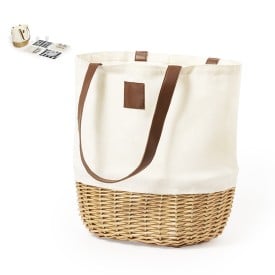 Picknick set Laudan - riet/katoen - met glazen en servies