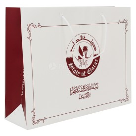 Papieren tas 170 g/m² - A3 liggend - wit - all over bedrukt - katoenen koord