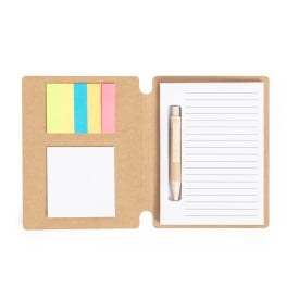 Wombax memoblok - A6 - 70 vellen - 15 plakbriefjes en 75 mini plakbriefjes - inclusief balpen - gerecycled karton