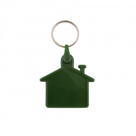 Plastic sleutelhanger huis-Donkergroen-Zonder opdruk