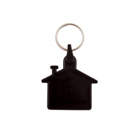 Plastic sleutelhanger huis-Zwart-Zonder opdruk
