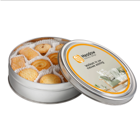 Plat Rond Blik Koekjes-Zilver