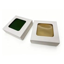 Platte kerstbal -gerecycled plastic - ø 8 cm - in doosje met venster