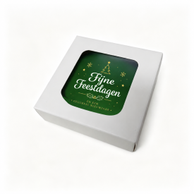 Platte kerstbal -gerecycled plastic - ø 8 cm - in doosje met venster