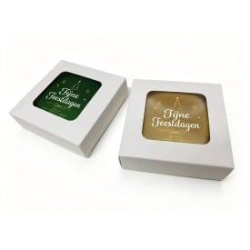 Platte kerstbal - gerecycled plastic - ø 8 cm - in doosje met venster