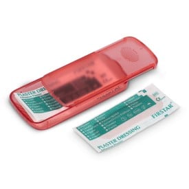 Pleistersdoosje met 5 PE-pleisters (56 × 18 mm)-Rood
