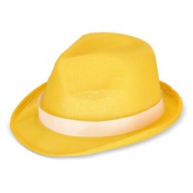 Polyester hoed met band-Geel