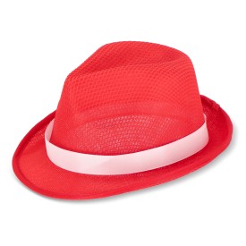 Polyester hoed met band-Rood