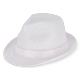 Polyester hoed met band-Wit