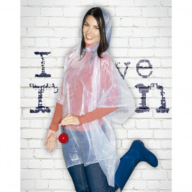 Poncho - unisex - transparant - in kunststofbal met karabijnhaak