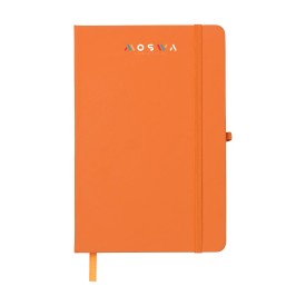 Porta notitieboek - A5 - gerecycled kunststof - 80 vellen - gelinieerd - sluitelastiek, leeslint en pennenlus-Oranje