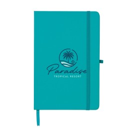 Porta notitieboek - A5 - gerecycled kunststof - 80 vellen - gelinieerd - sluitelastiek, leeslint en pennenlus-Turquoise