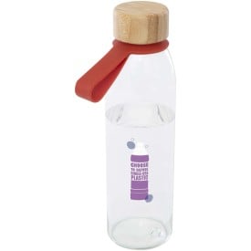 Porto 500 ml glazen waterfles met siliconen handgreep en bamboe deksel 