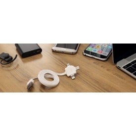 Power USB 3 in 1 oplaadkabel - 3 aansluitingen - 150 cm oplaadkabel