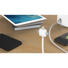 Power USB 3 in 1 oplaadkabel - 3 aansluitingen - 150 cm oplaadkabel