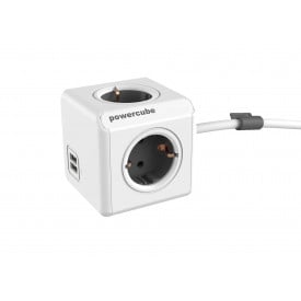 PowerCube Extended Duo USB-Wit / grijs