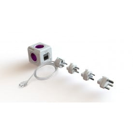 PowerCube ReWirable Reisstekker-Wit / paars