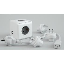 PowerCube rewirable USB reisstekker - 5V/2,1A - 4 stopcontacten - 2 USB-aansluitingen