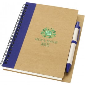 Priestly gerecycled notitieboek met pen-Blauw-zonder opdruk