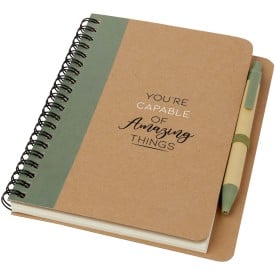 Priestly gerecycled notitieboek A6 met pen-Heather groen, naturel