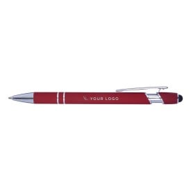 Primo stylus balpen - metaal - blauwe inkt - rubberen toplaag - kunststof clip en tip