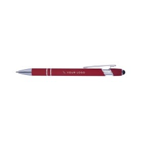 Primo stylus balpen - metaal - blauwe inkt - rubberen toplaag - kunststof clip en tip
