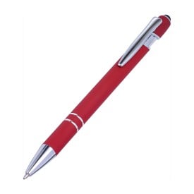 Primo stylus balpen - metaal - blauwe inkt - rubberen toplaag - kunststof clip en tip