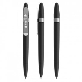 Prodir DS5TSR balpen - gerecycled kunststof - zwarte, blauwe inkt - metalen clip - soft touch