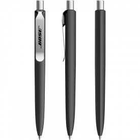 Prodir DS8 soft touch balpen - gerecycled kunststof - zwarte, blauwe inkt - metalen clip