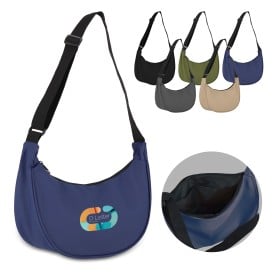 R-PET 600D Halve Maan Sling Tas - verstelbare schouderriem - PU-gecoat