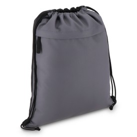 PU gecoorde 600D gerecycled PET trekkoordtas 33 x 42 cm-Grijs