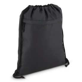 PU gecoorde 600D gerecycled PET trekkoordtas 33 x 42 cm-Zwart