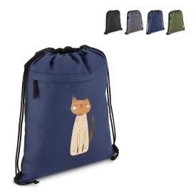 PU gecoorde 600D gerecycled PET trekkoordtas 33 x 42 cm