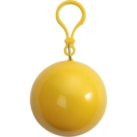 PVC poncho in een plastic bal met karabijnhaak-Geel-Zonder opdruk