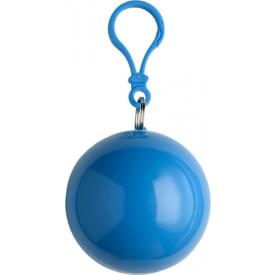PVC poncho in een plastic bal met karabijnhaak-Lichtblauw