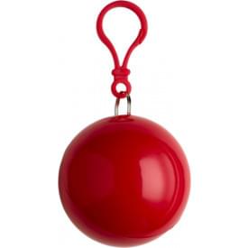 PVC poncho in een plastic bal met karabijnhaak-Rood-Zonder opdruk