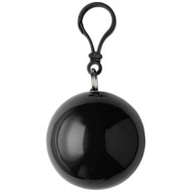 PVC poncho in een plastic bal met karabijnhaak-Zwart