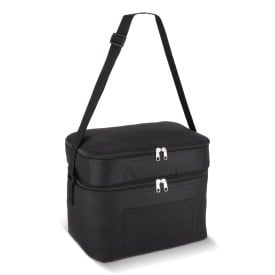 R-PET 600D koeltas met dubbele compartimenten, 30 x 20 x 25 cm, 12L-Zwart