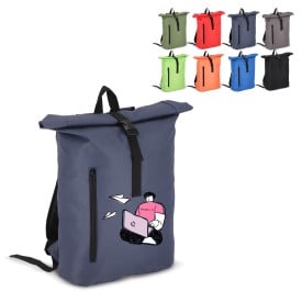 R-PET 600D rolltop rugzak 20L - verstelbare schouderbanden - voorvak met ritssluiting