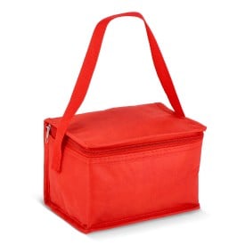 R-PET koeltas voor 6 blikjes, non-woven, 20 x 13 x 12,5 cm, 75 g/m²-Rood